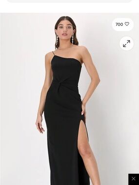 NWT | Dramatic Efforts Black One-Shoulder Knotted Maxi Dress